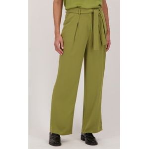 Wijde olijfgroene broek met striklint