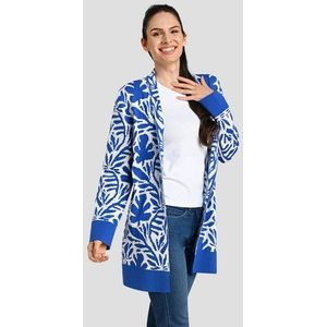 Ecru-blauwe cardigan met lange mouwen