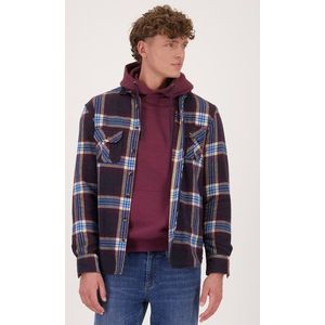 Bordeaux hemd met geruit patroon - Regular fit