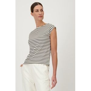 Ecru-zwart gestreepte T-shirt