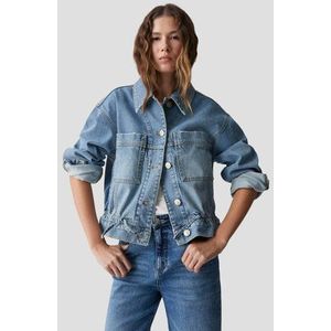 Opus - Jeansvest - Blauw - Met Koord in de Zoom