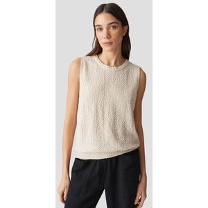 Beige mouwloze top met gewafelde textuur