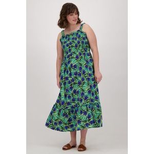 Lang kleedje met blauw-groene bloemenprint