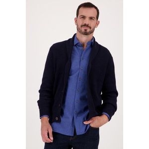 Donkerblauwe wollen cardigan