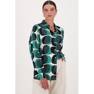 Luchtige blouse met print in groen-zwart