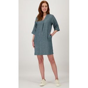 Linnen grijs-blauw kleedje met V-hals