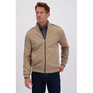 Beige cardigan met rits en opstaande kraag