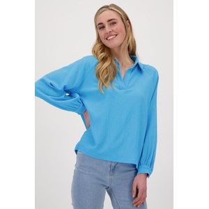 Blauwe blouse in lichte textuurstof