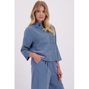 Blauwe blouse met 3/4 mouwen