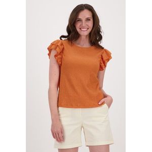 Oranje blouse met rushes
