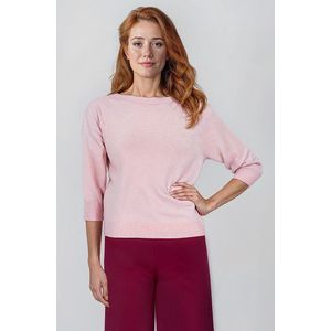 Lichtroze gebreide trui met 3/4 mouwen