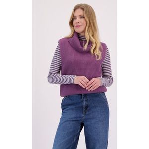 Paars mouwloos truitje met rolkraag
