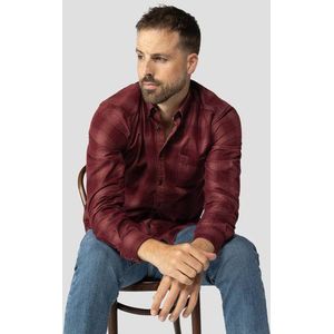 Rood hemd met geruit motief - Regular fit