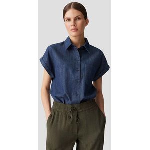 Blauwe blouse met jeanslook