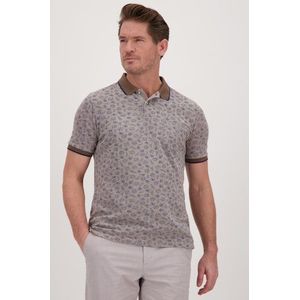 Donkerbeige polo met bladerprint