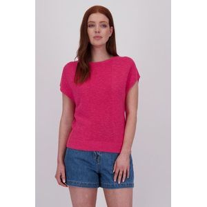 Koraalrode gebreide trui zonder mouwen