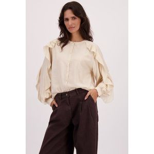 Beige blouse met rushes