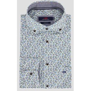 Wit hemd met bolletjesprint - Comfort fit