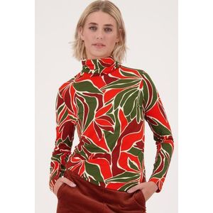 Souspull met print in kaki en rood