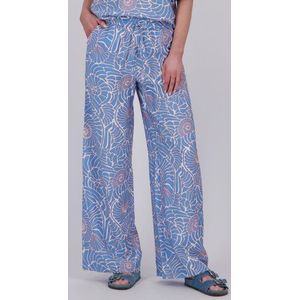 Lichtblauwe wijde broek met print