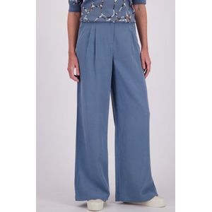 Blauwe wijde broek met bandplooien