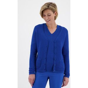 Marineblauwe cardigan in geribbelde structuurstof