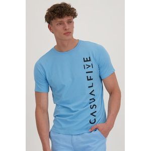 Lichtblauw T-shirt met opdruk