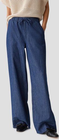 Blauwe broek met jeanslook