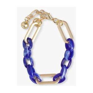 Schakelarmband in blauw en mat goud