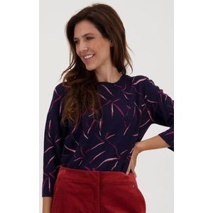 Navy truitje met bordeaux motief