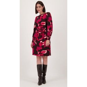 Burgundy kleedje met fuchsia bloemenprint