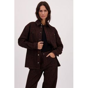 Bruine jeansvest met luipaardprint