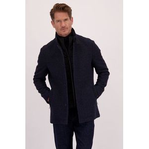 Blauwe wollen mantel