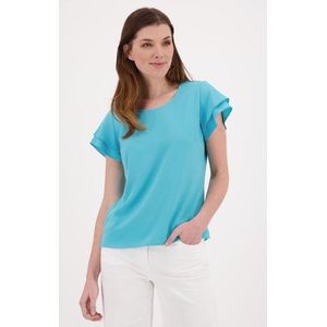 Lichtblauwe blouse met korte volant-mouwen