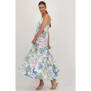 Lang ecru kleedje met botanische print