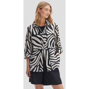 Zwarte blouse met ecru print