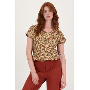 Fijne blouse met print in aardetinten
