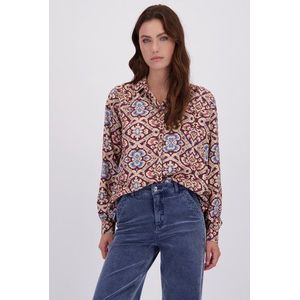 Geisha - Blouse - Burgundy/Blauw/Oranje - Met Ikatprint - Dames