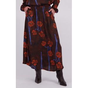 MORE & MORE - A-lijnrok - Lichtblauw - Bloemenprint - 3/4 Lengte