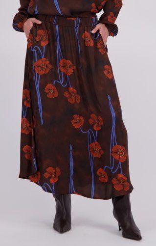 MORE & MORE - A-lijn Rok - Lichtblauw - Donkerbruin - Cranberry - Zwart