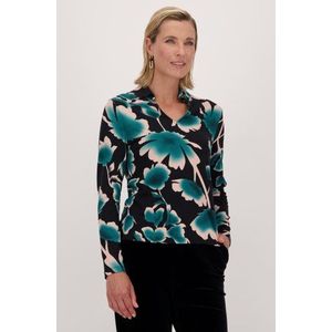 Zwarte polo met bloemen