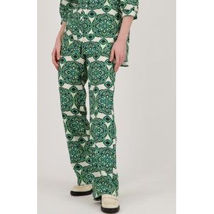 Ecru broek met groene mandalaprint