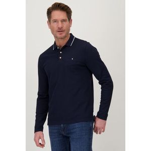 Blauwe polo met lange mouwen