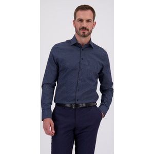Blauw hemd met vierkantjes - Regular fit