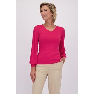 Paars-roze trui met lange pofmouwen