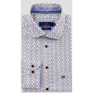 Wit hemd met fijne print - Comfort fit