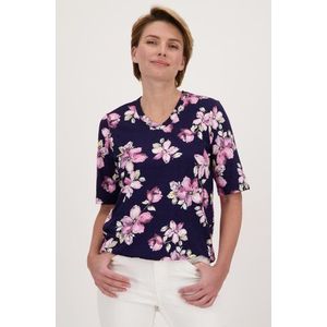 Blauw T-shirt met bloemenprint