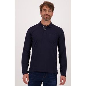 Donkerblauwe polo met lange mouwen