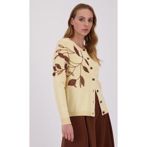 Lichtbeige cardigan met parelknopen
