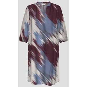 Midi kleedje met bordeaux-grijze print